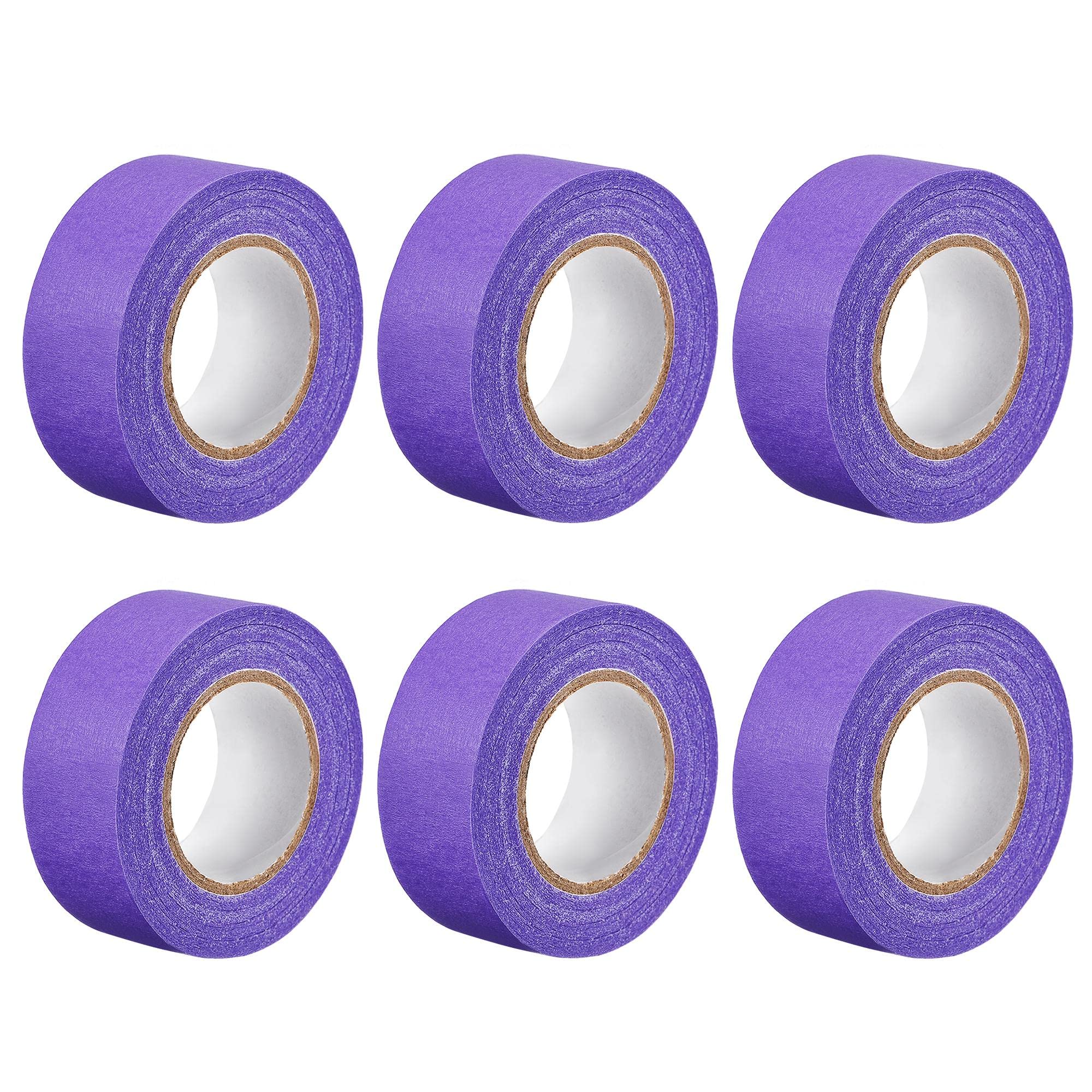uxcell 6Pcs 25mm 1 inch Wide 20m 21 Yards Masking Tape Painters Tape Rolls Purple