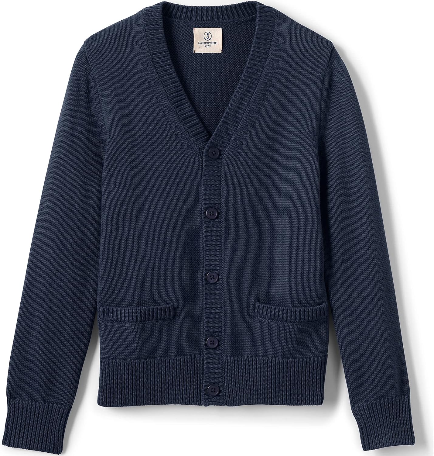 Lands' End School Uniform Boys Cotton Modal Button Front Cardigan Sweater