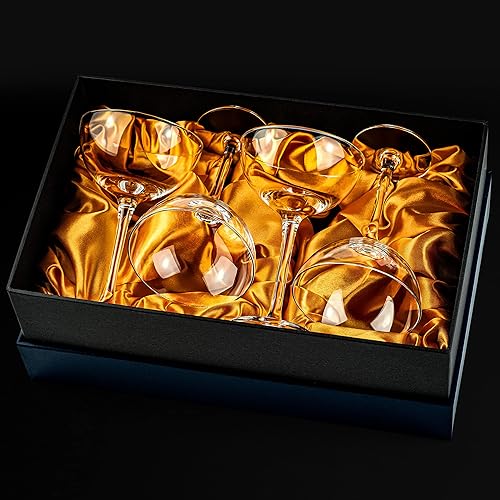Miniatura 5 de Copas de champán de cristal vintage | Juego de 4 | Cristalería clásica de cóctel de 4 a 5 onzas – Martini, Manhattan, Cosmopolitan, Sidecar,