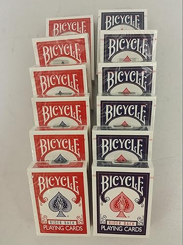 Bicycle 6553514 - 1 docena estándar de 12 mazos azul y rojo por US Playing Cards