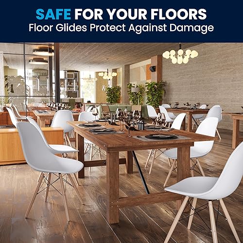 Miniatura 55 de Flash Furniture - Paquete de 2 sillas Elon Series de plástico negro con patas de madera Negro -,Gris (Moss