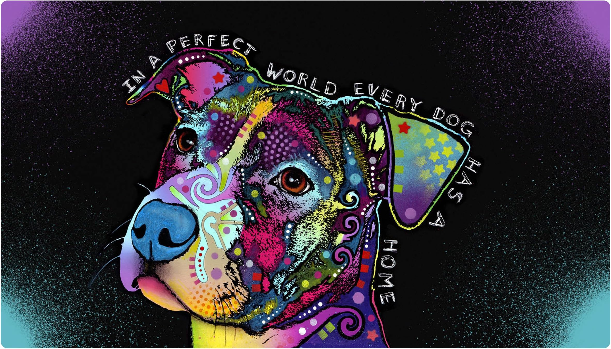 Pet Placemat, Dean Russo Designs, Dog Food Mat, Cat Food Mat, Zorb-Tech Anti Flow Technology for Surface Protection (USA Made) (16" x 28", in a Perfect World)