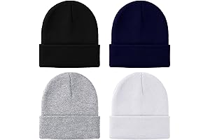 4-Pack Kids Beanie Hats - Winter Skull Caps for Little Boys and Girls
