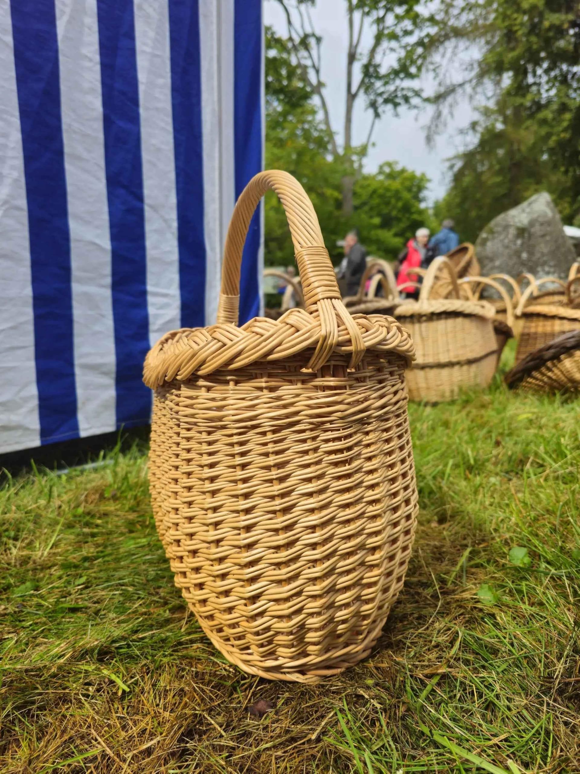 Petit panier de rangement ovale en osier, bord tressé, 22 cm