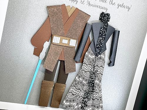 Miniatura 4 de Personalized Star Wars Wedding Gift, Paper First Anniversary Gift, Star Wars Valentine's Day Gift, Star Wars Bride & Groom Frame Star Wars Custom