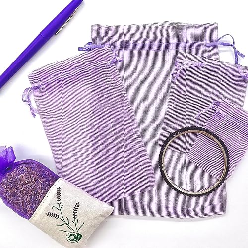 Vista 10 de TheDisplayGuys - 24-Pack Striped Weave Organza Gift Bags w/Drawstrings - Small 3" x 4" - Iridescent - for Party Favors, Samples, Treats