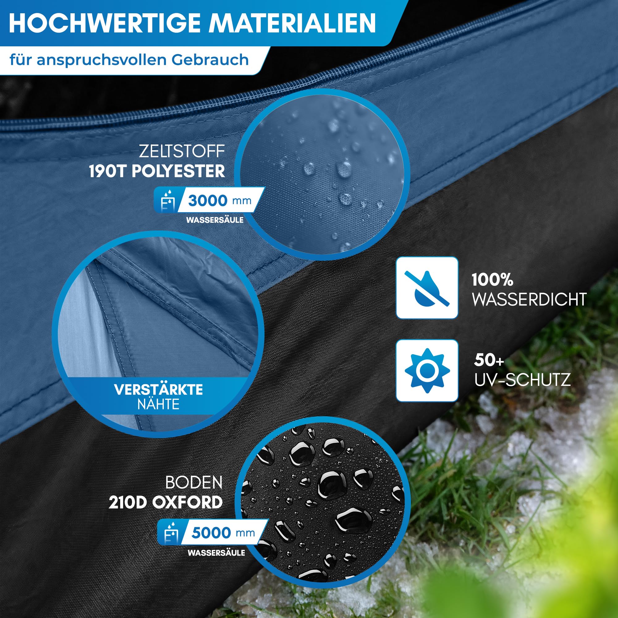 NORDMUT® Campingzelt für 2-4 Personen wasserdicht & leicht – Kuppelzelt mit verschließbarem Vorraum – 2-4 Mann Zelt mit hervorragender Luftzirkulation & kleinem Packmaß