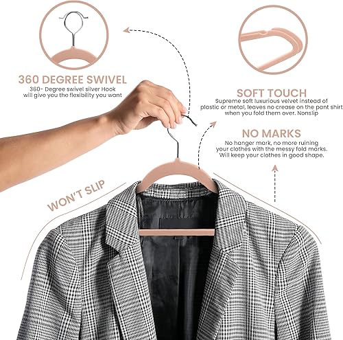 Vista 99 de Utopia Home - Perchas de terciopelo prémium, paquete de 30, traje negro antideslizante con gancho giratorio de 360 grados resistente