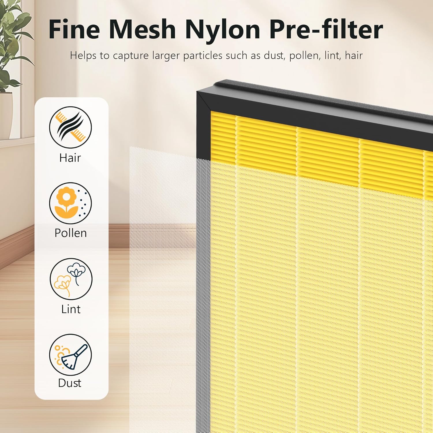 2 Packs PR1 Pet Mode Replacement Filter Compatible with MOOKA PR1 Air Purifier for Home Large Room up to 2200sq.ft, Absorb Pet Dander, Fur and Smoke