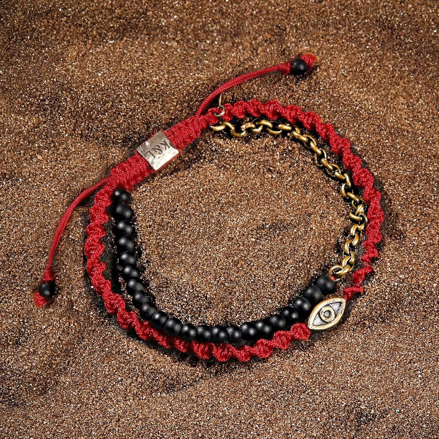 KARMA AND LUCK - Spiritual Strength - Men's Red String Adjustable Bracelet Handmade in Bali - Image 4
