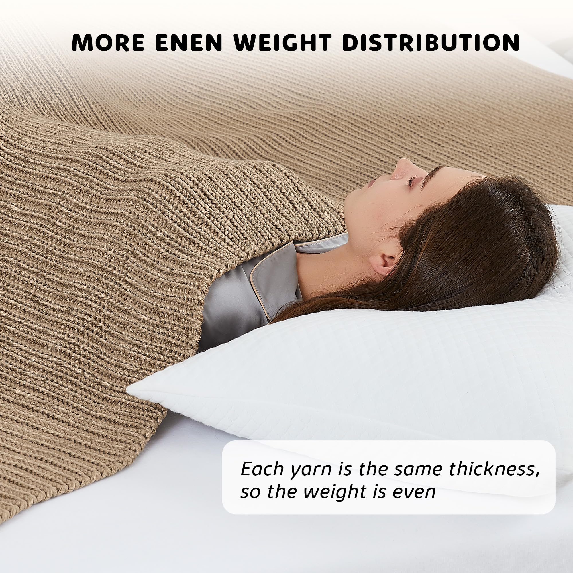L'AGRATY Knitted Weighted Blanket - 48"x72" 20lbs Cooling Chunky Knit Heavy Blanket for Adults Braided Crochet Throw Thick Cable Yarn Knit Decorative No Beads Evenly Weighted Machine Washable: 28-tan 48" x 72" | 20lbs