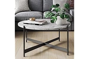 ATHAN JAMES PIPER WHITE MARBLE ROUND COFFEE TABLE