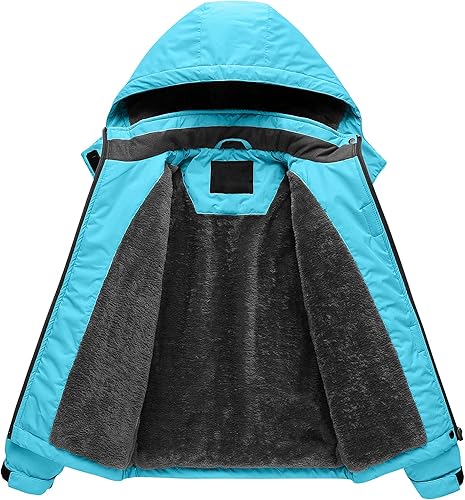 Miniatura 3 de CREATMO US Chaqueta de esquí impermeable para niña, abrigo de nieve de invierno cálido a prueba de viento, chaqueta de lluvia para snowboard