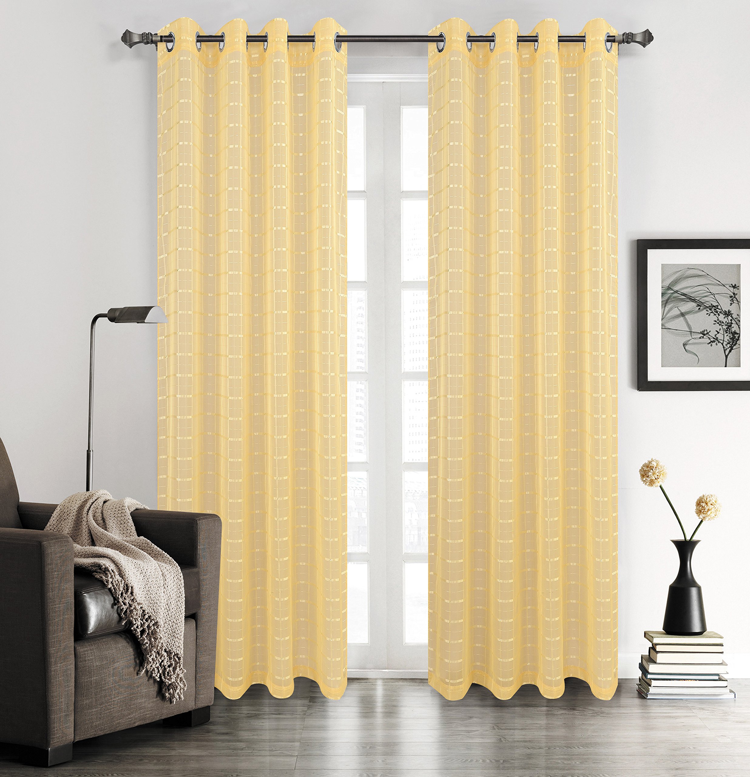 SALLY TEXTILES SABRINA Plaid Sheer Window Panel