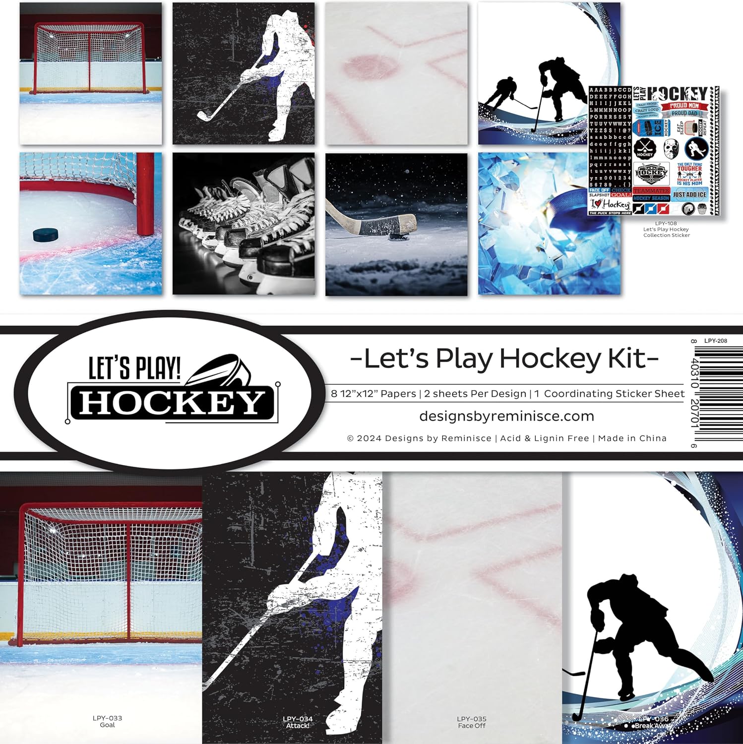 Reminisce Let's Play Hockey Scrapbook Collection Kit
