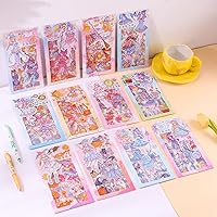 Vista 1 de 48 Hojas de Calcomanías de Chica de Dibujos Animados - Kawaii PET Transparente Papelería de Diario Calendario DIY Personas Mágicas Calcomanía