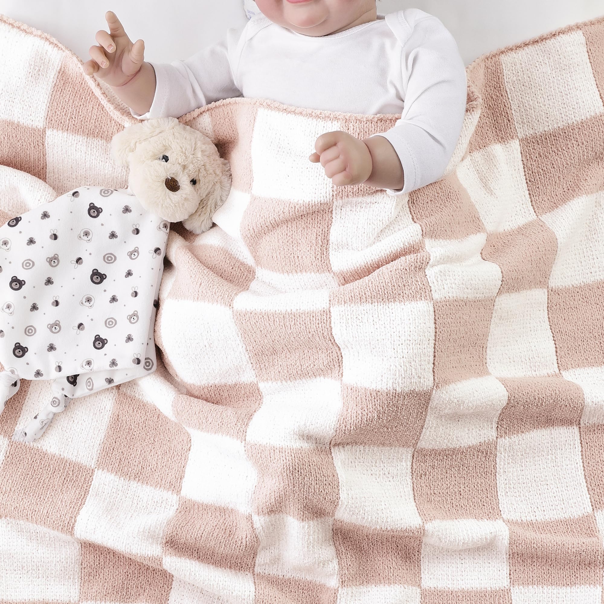 CREVENT Cozy Soft Warm Chenille Baby Blanket for Girls Boys Newborn Essentials for Infant Baby Shower Receiving Gift - Image 3
