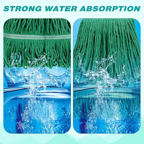 Miniatura 6 de Roshtia Paquete de 16 cabezales de repuesto para trapeador de alta resistencia, cabezal de trapeador comercial de repuesto con extremo bucle, cuerda