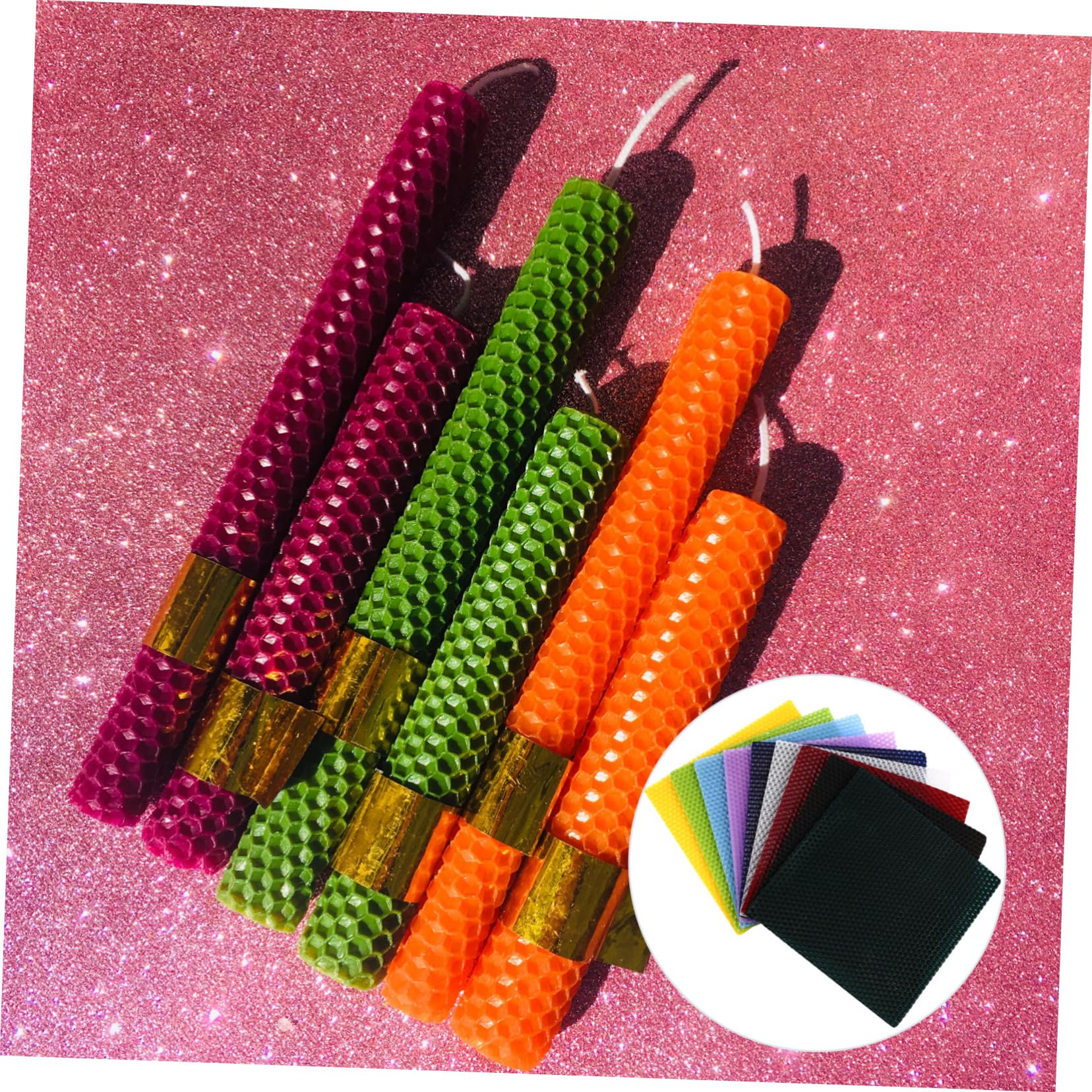 IWOWHERO Fogli di Cera D’api per Candele, 9 Pezzi, Creativi | Progetti Artigianali Ragazzo Ragazza e Fai da Te, Kit per Creazione Candele, Fogli Colorati Colore Casuale