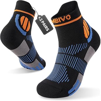 CAMBIVO Compression Stockings for Men and Women 2 Pairs 15-20 mmHg Compression Socks with Padding Breathable Support Stockings for Running Sports Travel Flight & Everyday Use