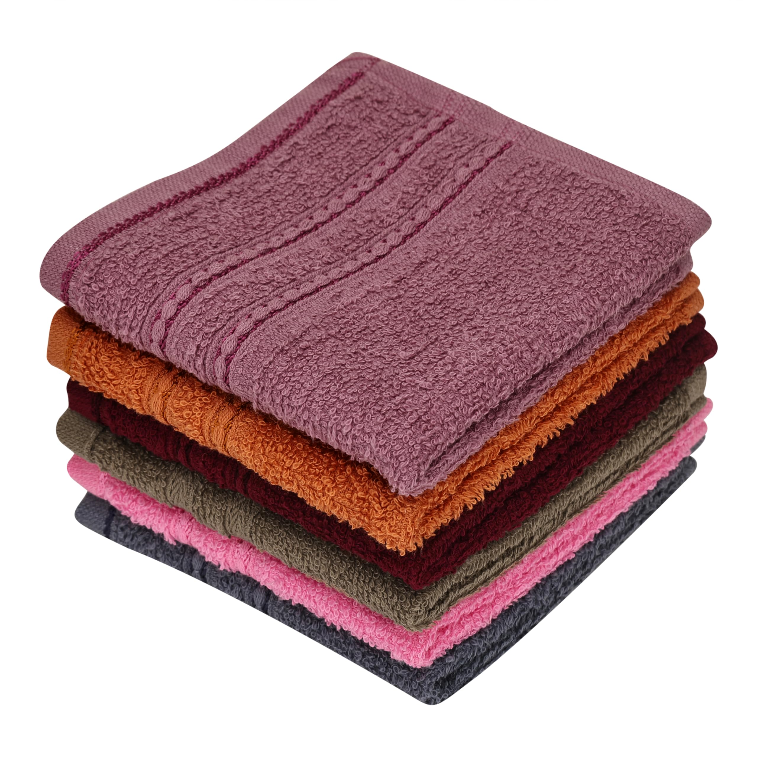 Khillayox Cotton 400 GSM Stripe Design Face Towel | Ultra Soft, Absorbent, Quick Dry Towels for Facewash, Gym, Sports, Travel | Suitable for Acne Prone Skin - Set of 6 (25x25 CM, Multicolor)-image-18