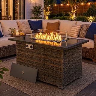 44" Propane Fire Pit Table Tempered