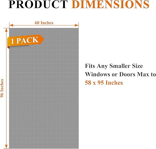Miniatura 3 de MAGZO Malla de repuesto para ventana y puerta a prueba de mascotas, 60 pulgadas de ancho x 96 pulgadas de largo, el mejor poliéster recubierto de