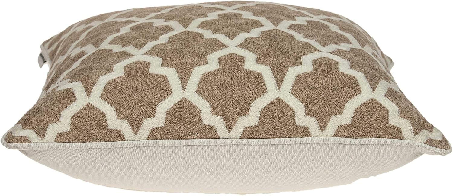 HomeRoots 334125 20 x 7 x 20 in. Transitional Beige & White Pillow Cover with Poly Insert
