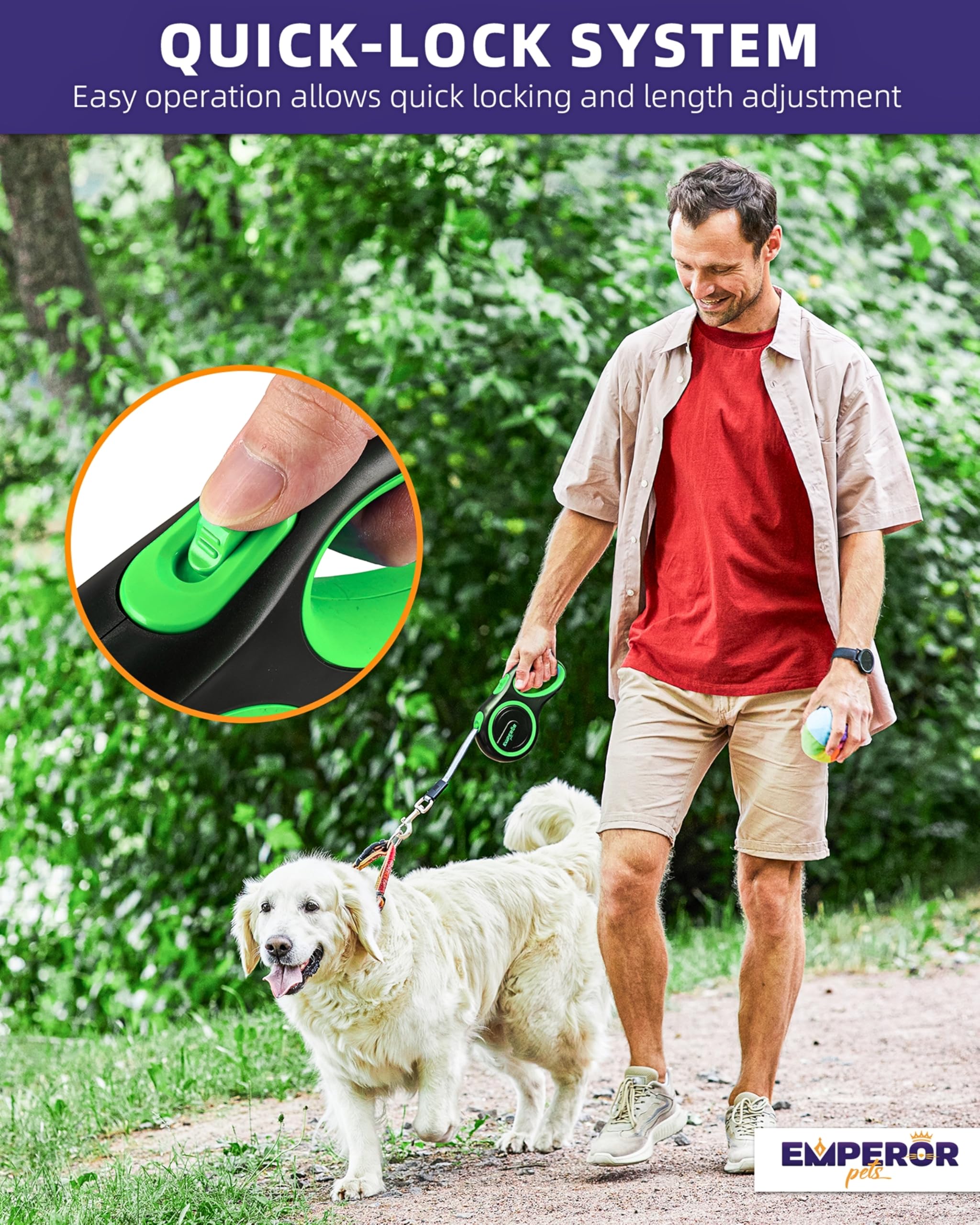 Emperor Pets - Correa retráctil de 8 m, Muy Resistente, hasta 50 kg, Perros Grandes y medianos