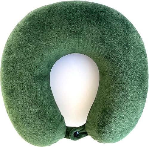 Miniatura 3 de Almohada de cuello de espuma viscoelástica de viaje con correa a presión, para avión, tren o coche, funda cómoda y suave, funda extraíble, lavable a