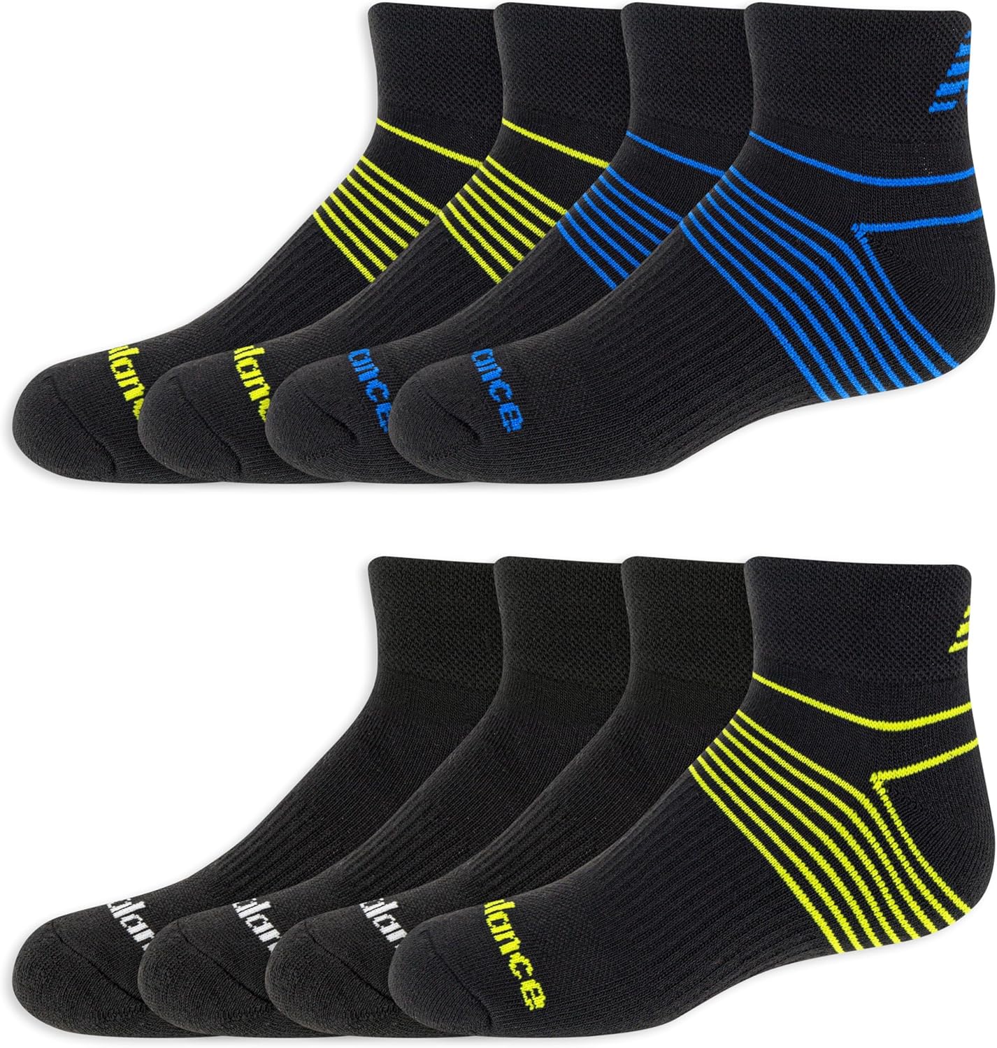 New Balance Kids' Performance Cushioned Low Cut Socks (8-Pairs)