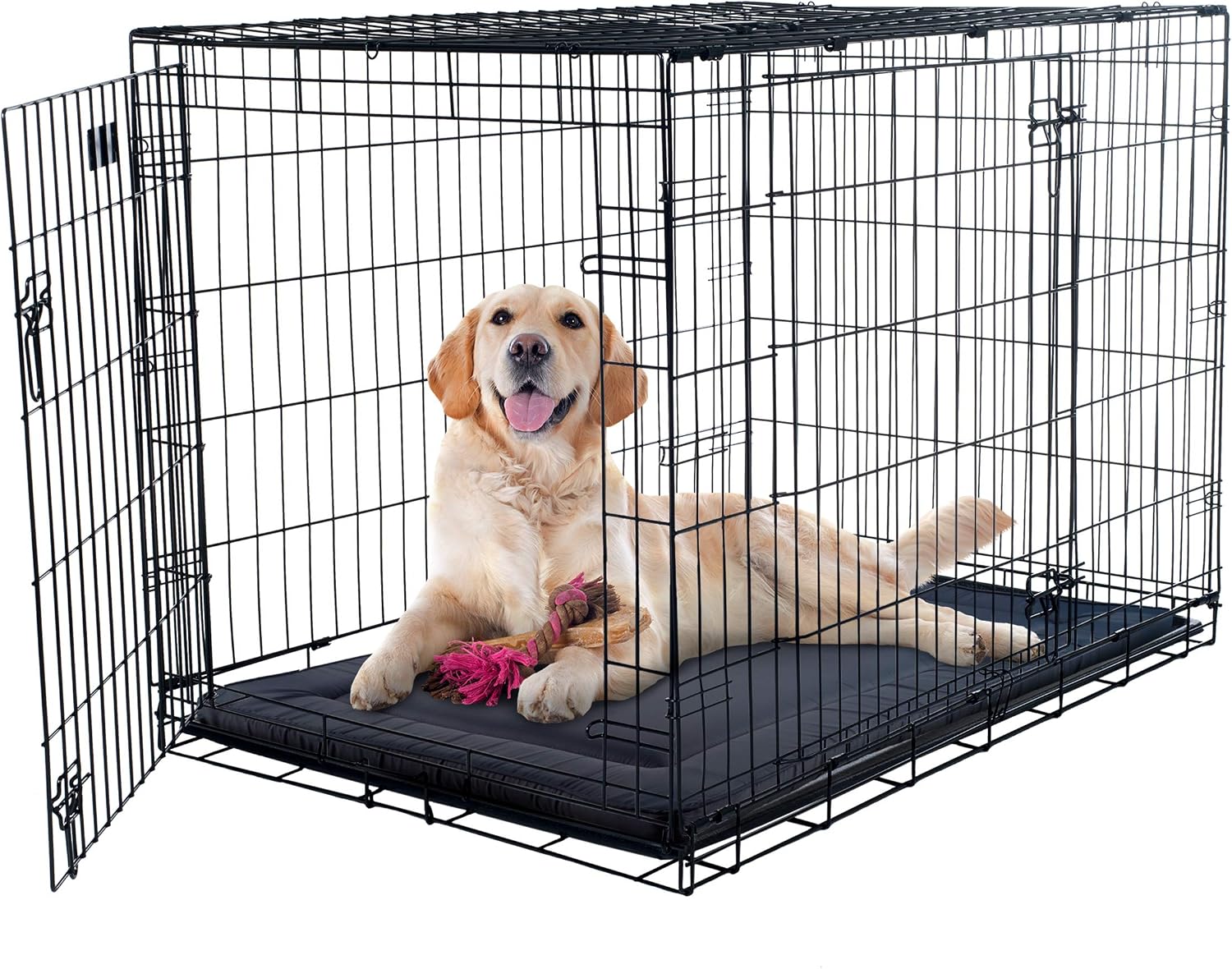 PETMAKER Waterproof Dog Bed - 38.75x25 Large Dog Bed with Raised Edge - Easy-to-Clean Multi-Purpose Crate Mat for Home and Car Travel (Navy)