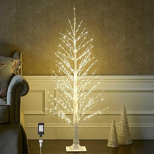 Hairui Lighted White Tree with 450 LED Fairy Lights 4FT,