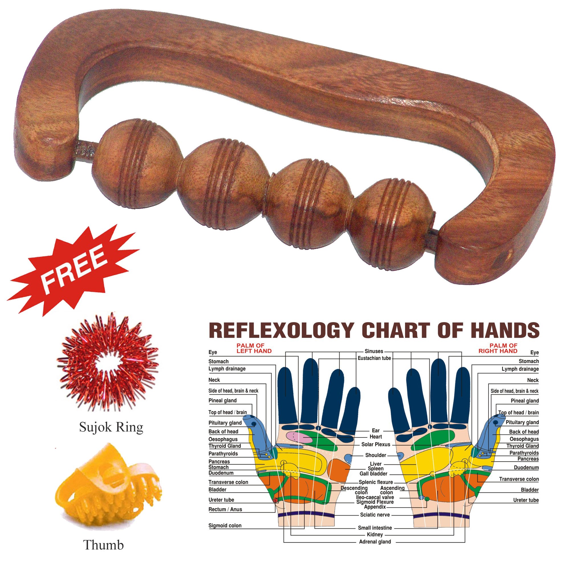 ROYAL Wooden Ball Massager Handy Grip Body Roller