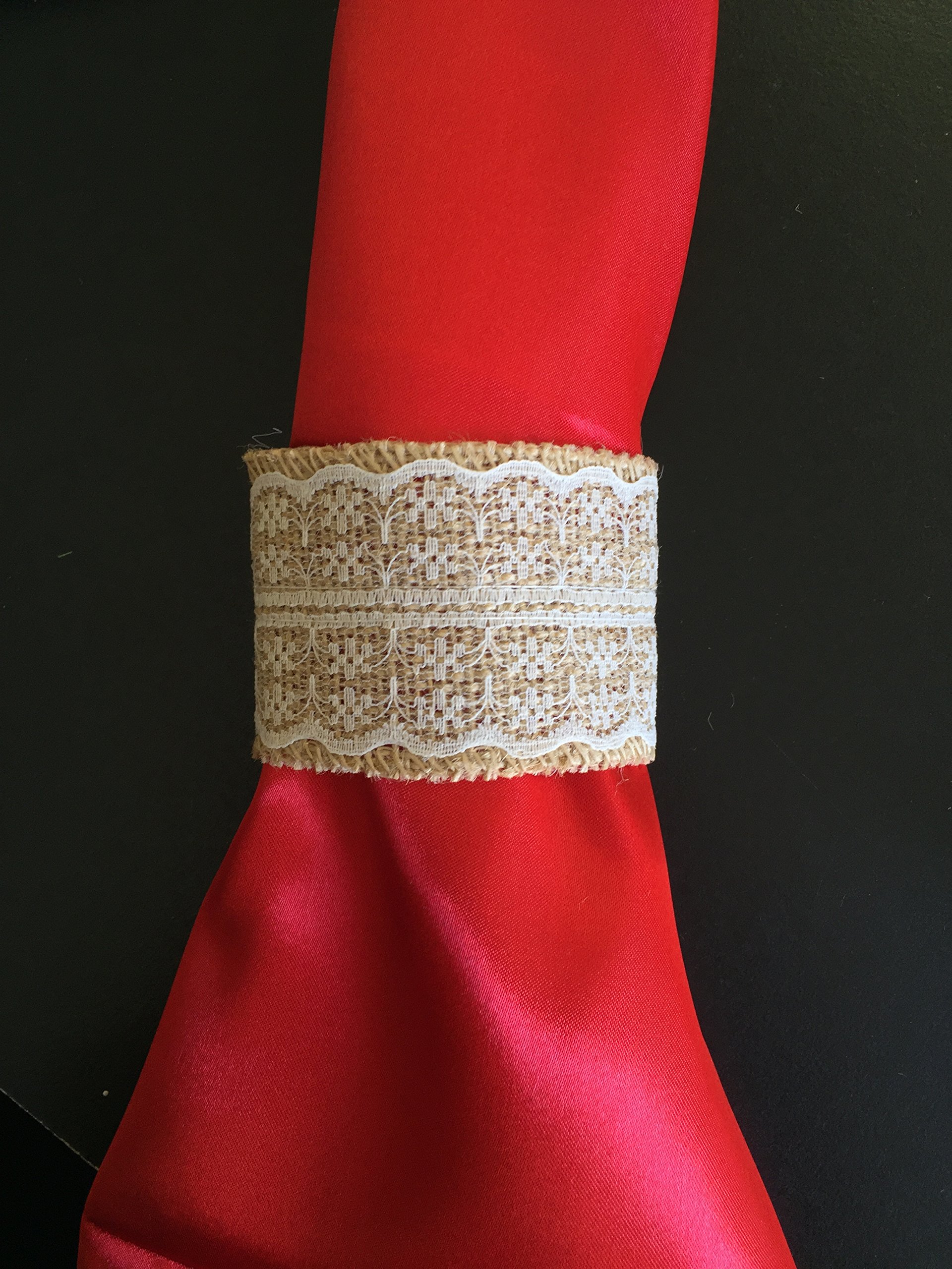 Angel Isabella 4pc Set of Burlap Napkin Holder with Lace-Quality Product from LLC