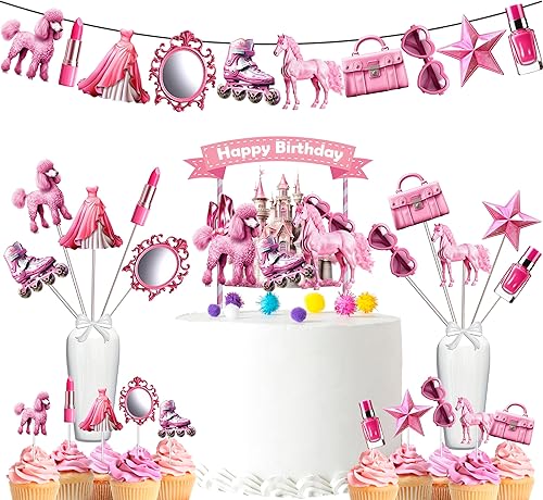 Encantadora muñeca rosa decoración de fiesta de cumpleaños conjunto  Abraza el glamour y celebra con estilo