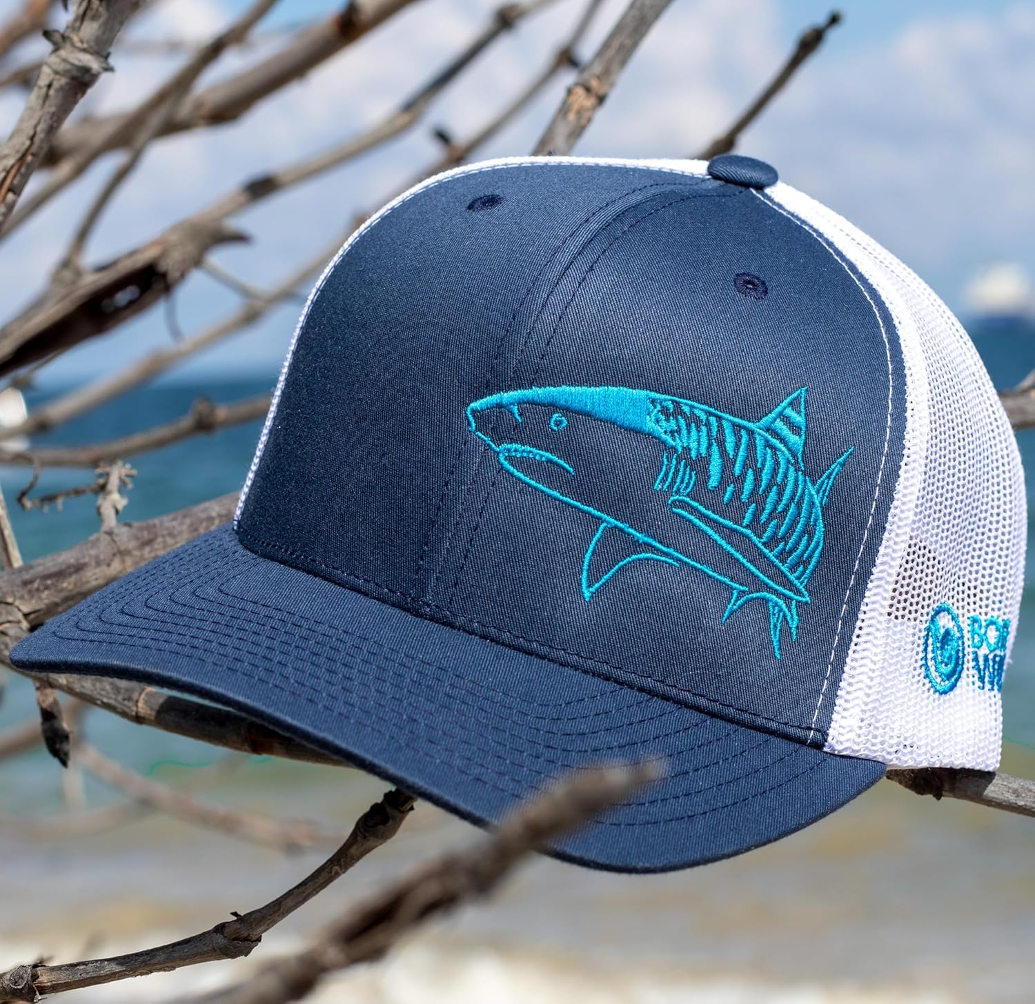 Shark Scuba Diving Trucker Hat: Mens Adjustable Snapback for Fishing, Spearfishing
