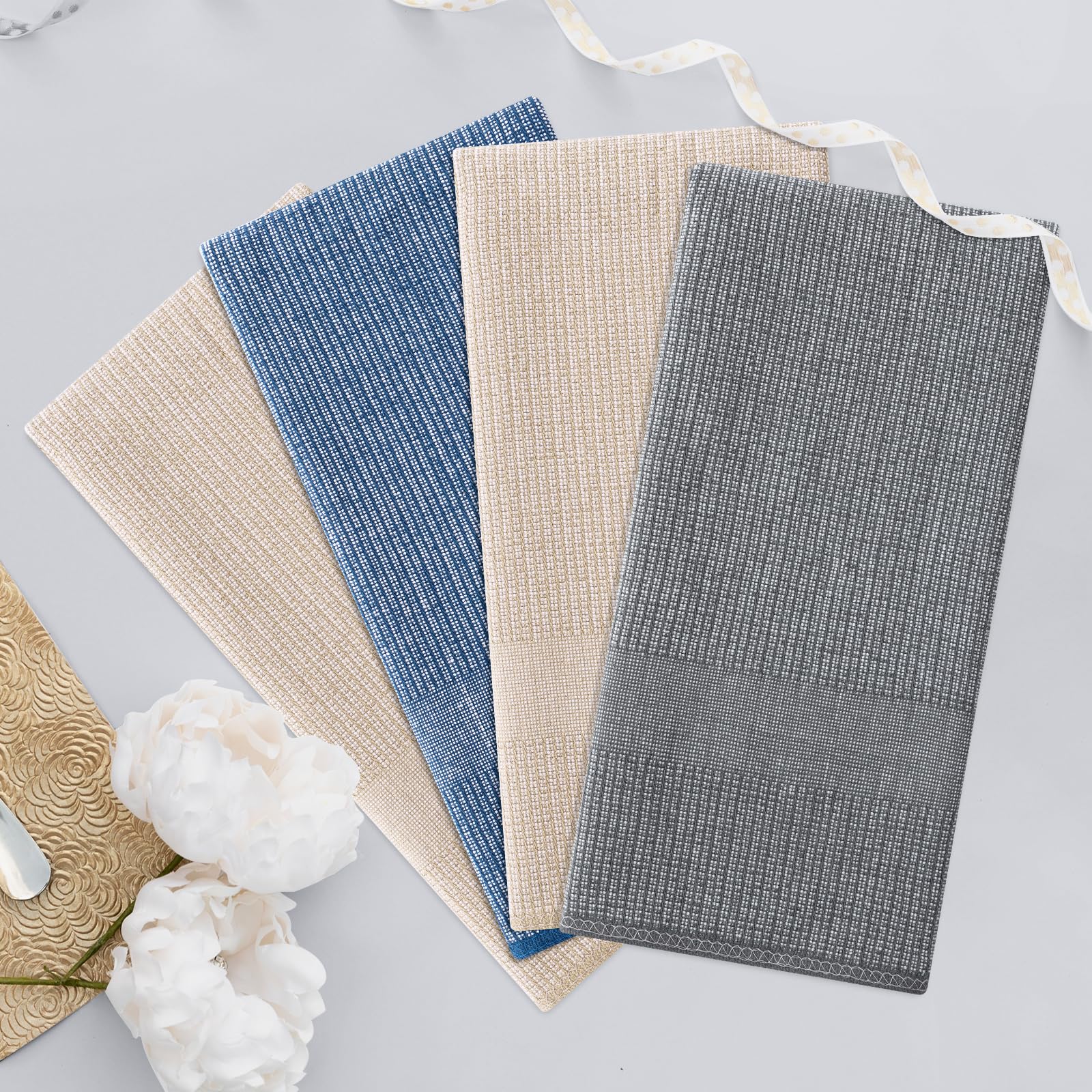 Homaxy Asciugamani da cucina di alta qualità (45,7 x 71,1 cm, confezione da 12), asciugamani da cucina grandi in cotone, asciugamani piatti e in spugna, set di strofinacci altamente assorbenti da 380