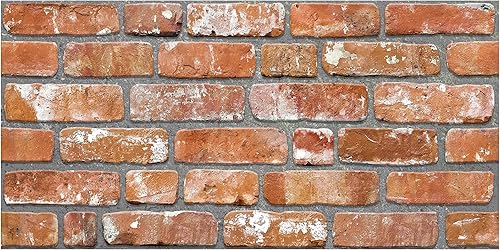 Miniatura 2 de Dundee Deco Paneles de pared 3D de ladrillo sintético, revestimiento, paneles de pared con aspecto de piedra roja y naranja, revestimiento de espuma