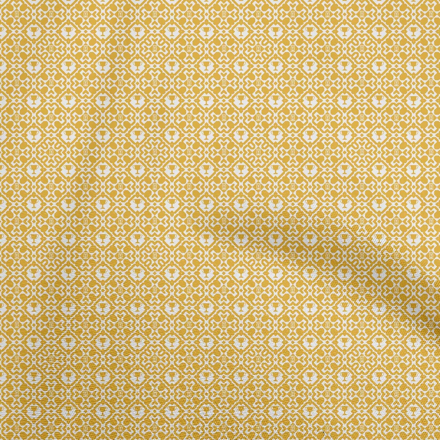 oneOone Cotton Flex Mustard Yellow Fabric Asian Block Craft Projects Decor Fabric Printed by The Yard 40 Inch Wide-595