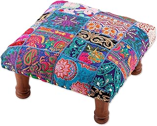 NOVICA Artisan Handmade Embellished Ottoman Fair Trade Foot Stool from I...