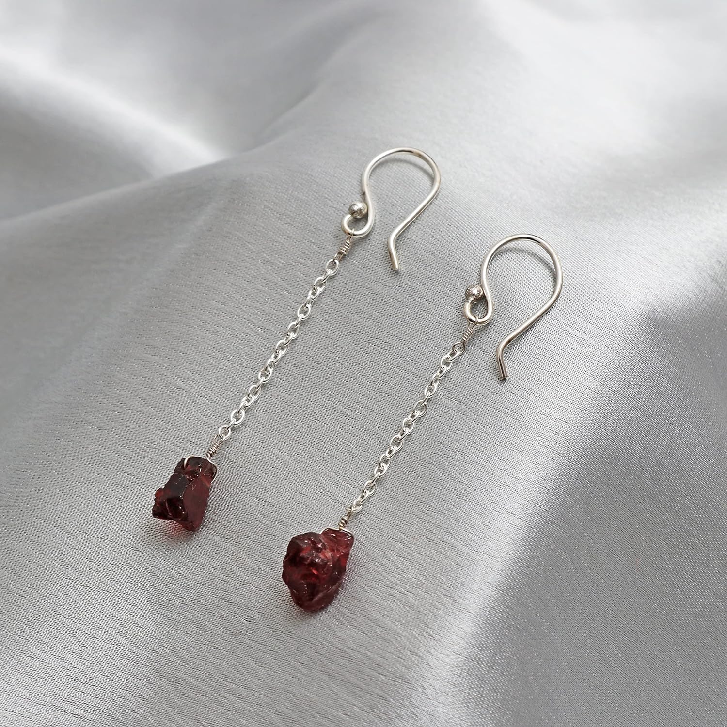 Gempires Raw Gemstone Dangle Earrings Lightweight Healing Crystal Chain Jewelry Hypoallergenic Silver Plated Stylish Classic Design Dangling Women Earrings - Image 5