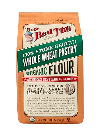 Bob's Red Mill Organic Pastry Flour Whole Wheat 5 lb, 80 Ounce