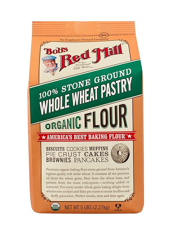 Bob's Red Mill Organic Pastry Flour Whole Wheat 5 lb, 80 Ounce