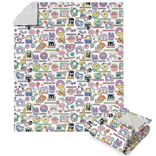 Northwest Sanrio Hello Kitty & Friends, Squad Up, Silk Touch Sherpa Throw Blanket, 50 x 60 Inches