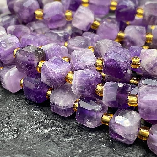 ABCGEMS - Cuentas de amatista brasileñas con bandas de cheurón (una revolucionaria técnica de corte de mesa que aporta un aspecto de gama alta a un