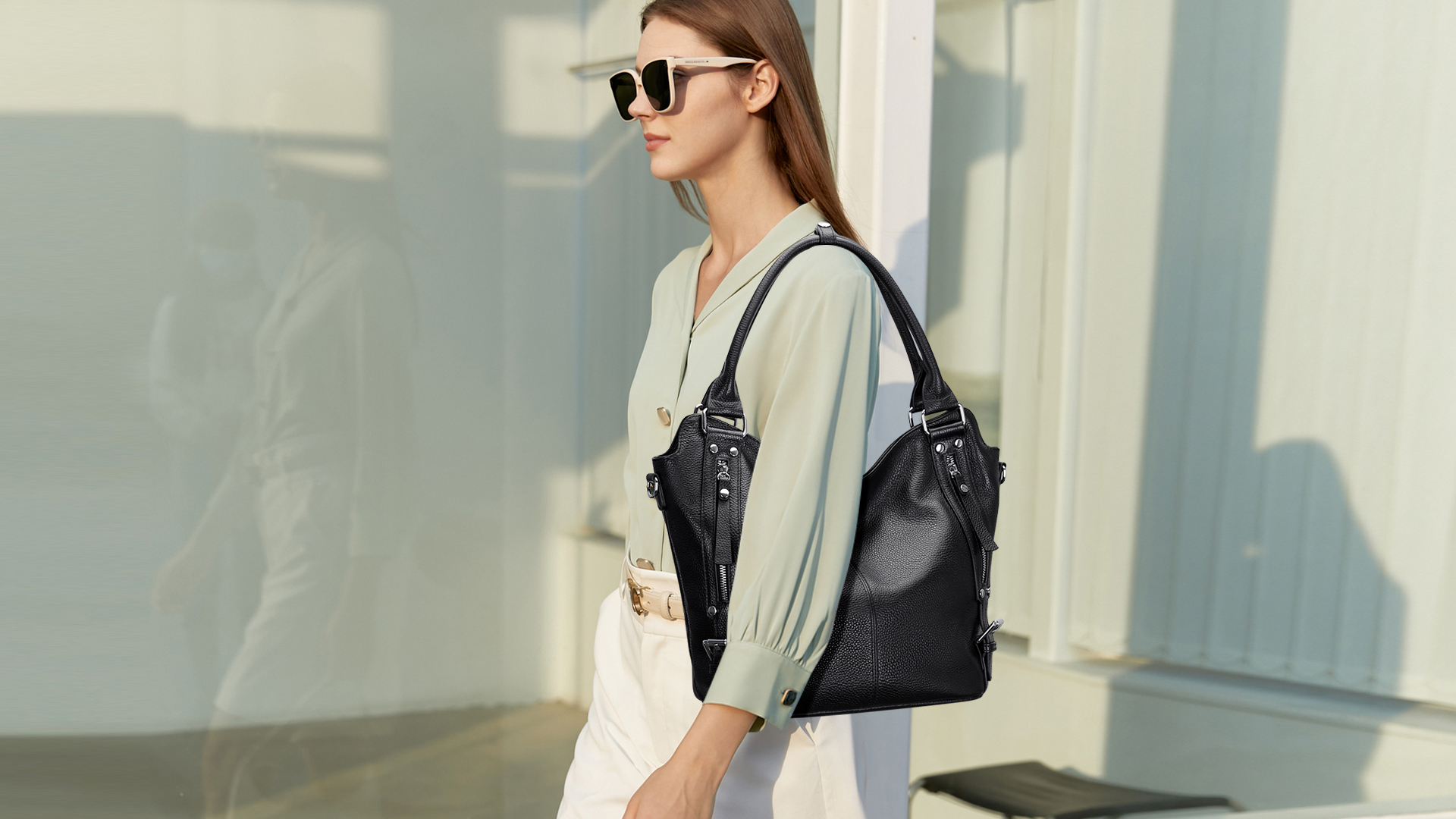 Bolso Hobo de Cuero Genuino para Mujer Over Earth miniatura 7