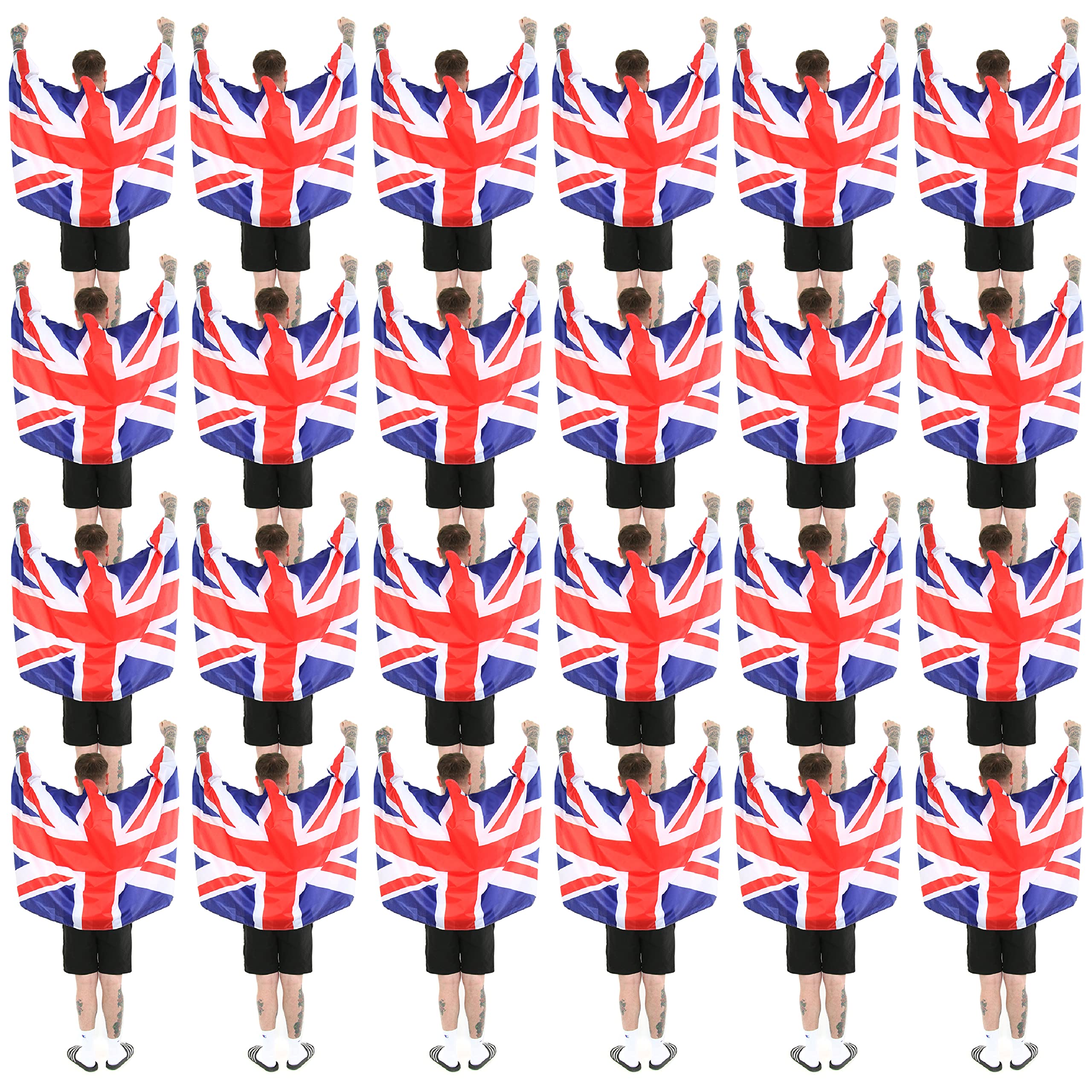 Tragbarer Flaggenumhang – Union Jack, Großbritannien-Flagge, perfekt für die Königskrönung, Ve Day, Sportveranstaltungen und andere britische Kostümveranstaltungen, 24 Stück