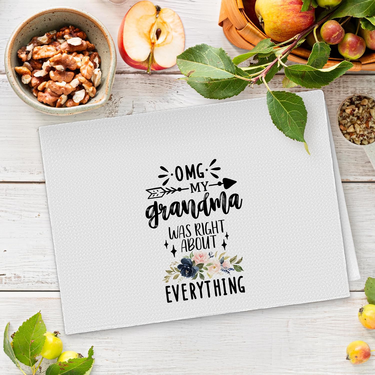 Grandma Kitchen Towels, Best Grandma Gifts for Mother's Day Birthday Dish Tea Towels for Kitchen, Grandmother Gifts from Grandkids Decorative Hand Towels for Bathroom, 16x24 Inches - Image 6