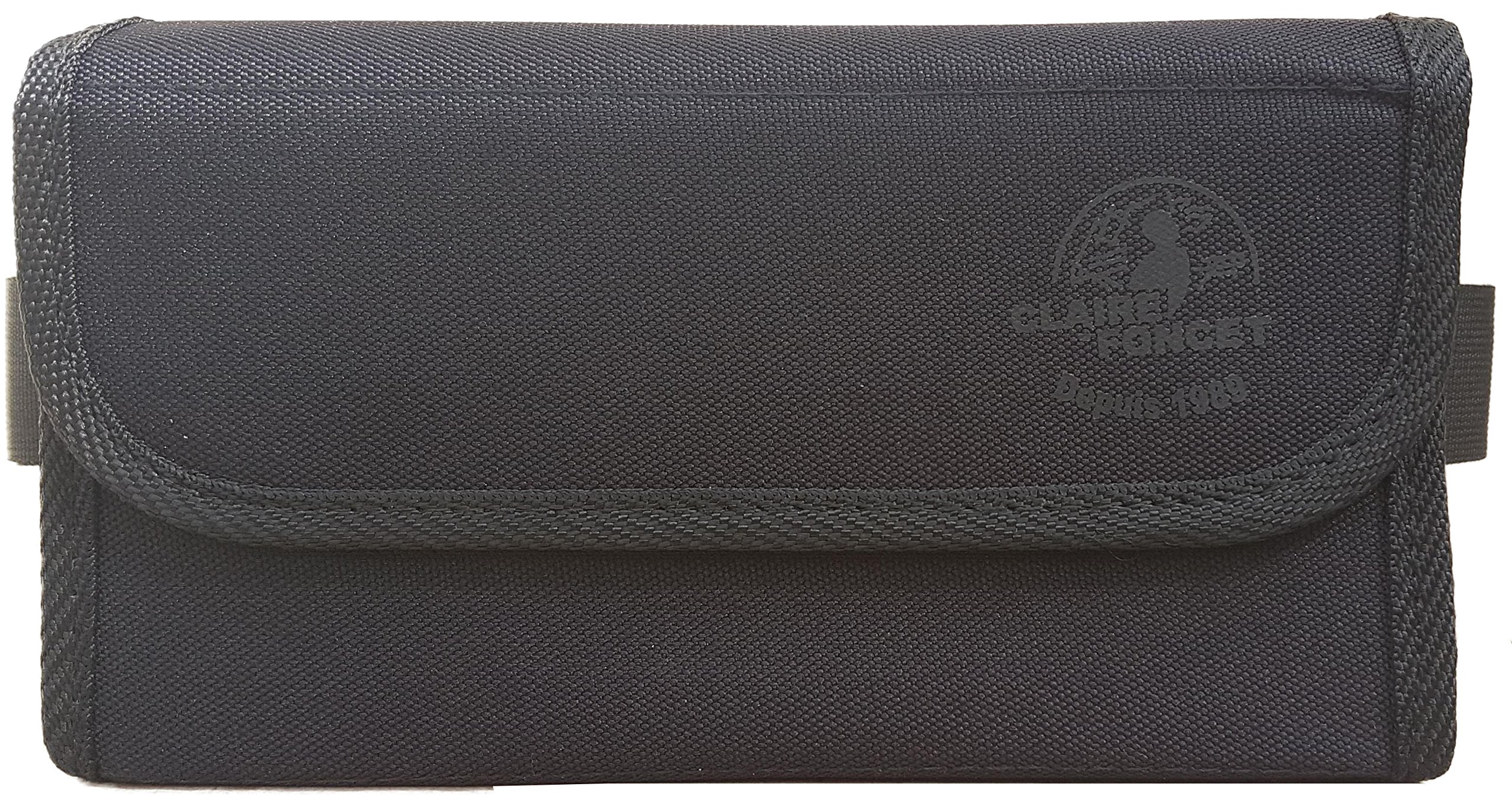 Riñonera de Camarero de Lona Negra, Monedero de Camarero, Cartera, Billetero, Incluido Dispensador/Distribuidor/Clasificador para Las 8 Monedas de Euros, Cierre Magnético (Negro)